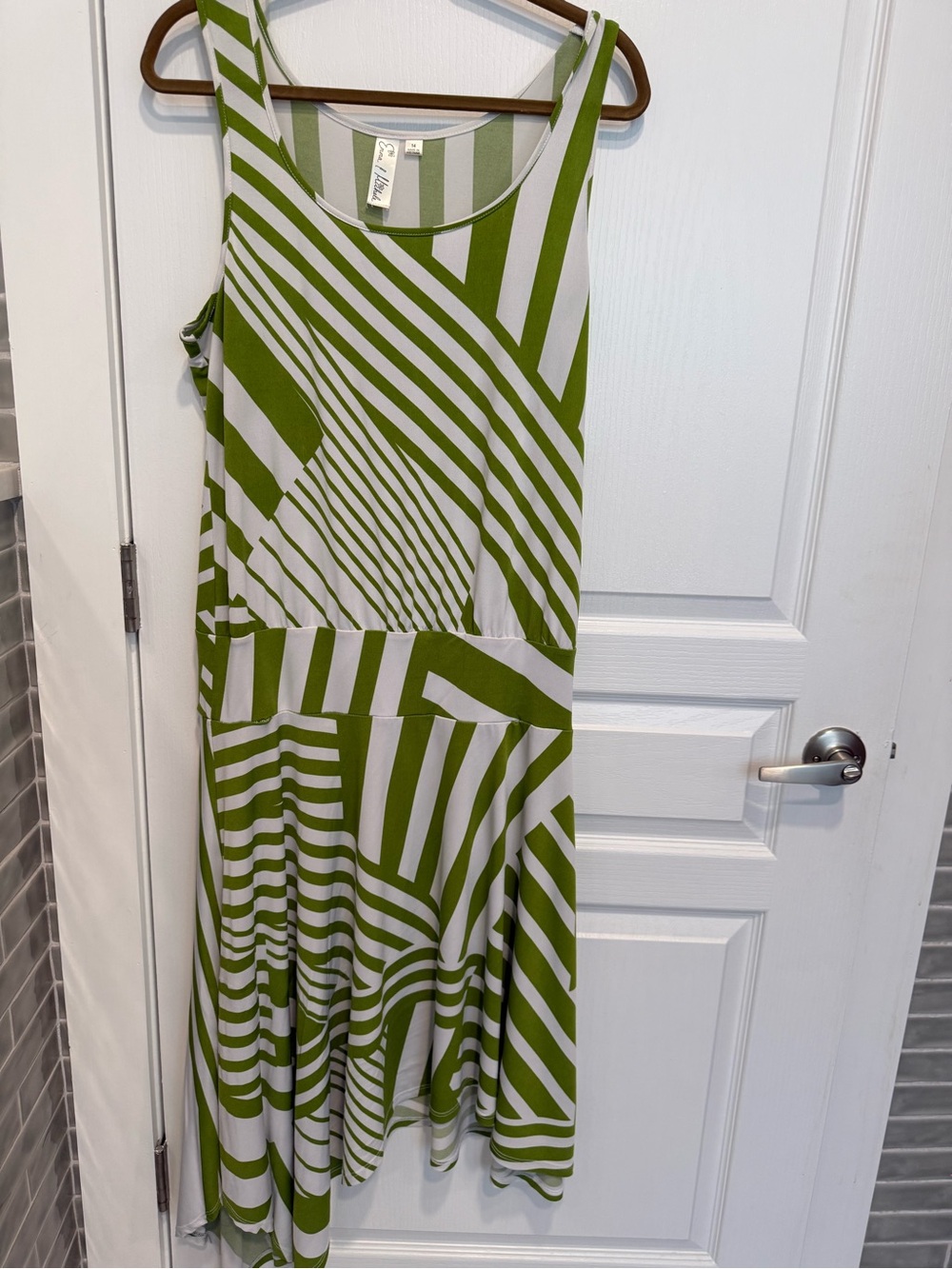 Emma & Michele Green and White Striped Maxi Dress